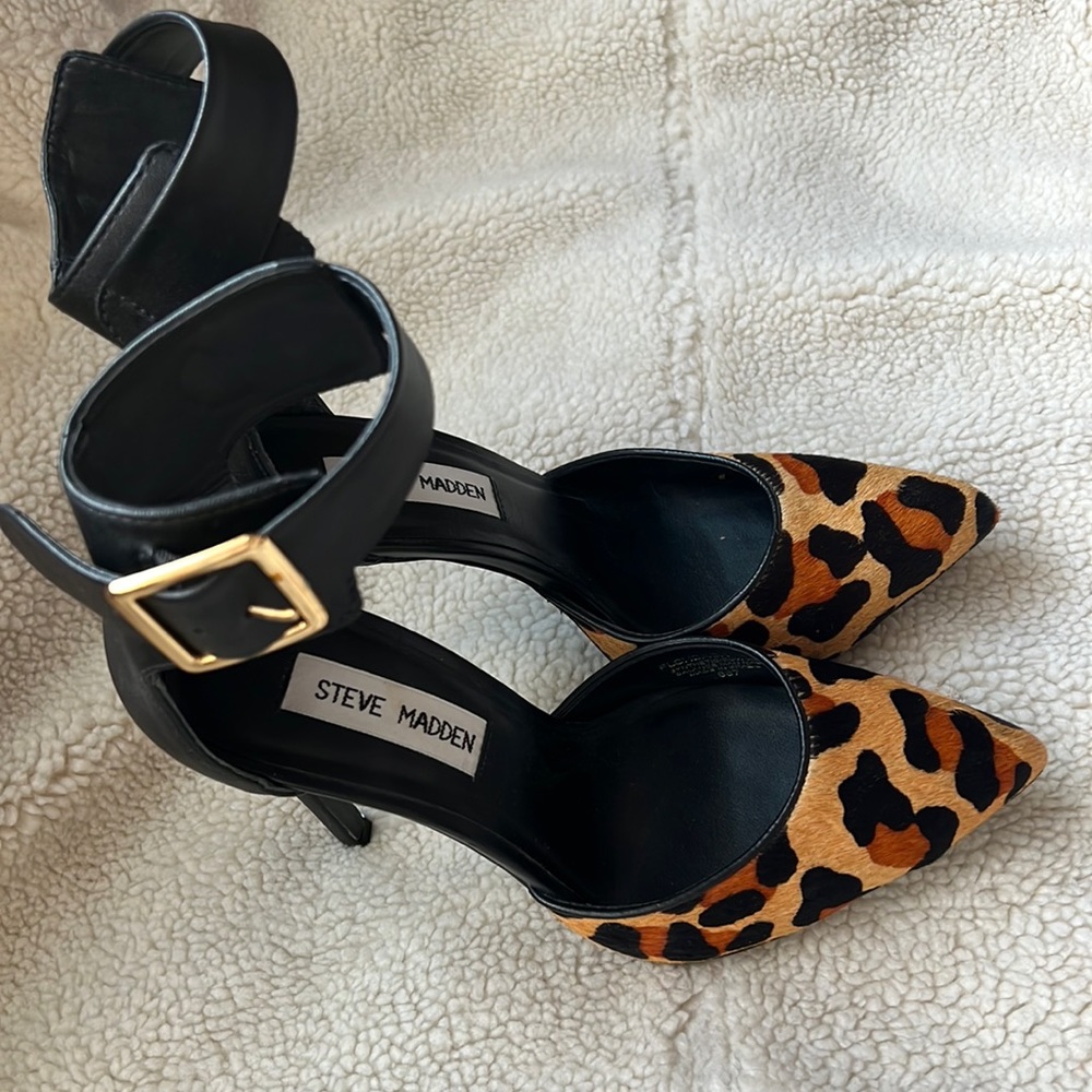 STEVE MADDEN real fur ultra sexy high heels w 6.5